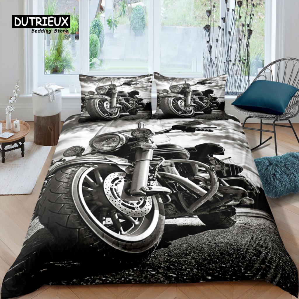Home Living Luxus 3D Motorrad Bettwäsche Set Mädchen Bettbezug Set Kissenbezug Kinder Bettwäsche Set Queen und King EU/US/AU/UK Größe EU single(135x200cm) von Joom DACH
