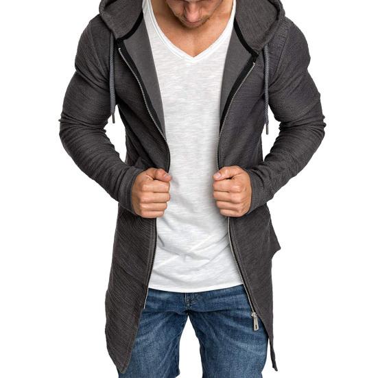 Hoodie Cardigan Mode Farbecht Pflegeleicht Lange Jacke Longline Zipper Hoodies Männer Hoodies für Club XL von Joom DACH