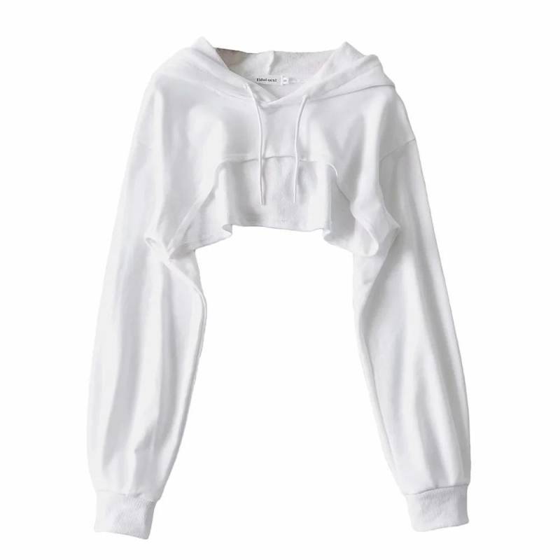 Hoodie Damen Hoodie Persönlichkeit Unregelmäßig Crop Ultra Short Style Langarm Top Damen M weiß Hoodie Damen Hoodie Persönlichkeit Unregelmäßig Crop Ultra Short Style Langarm Top Damen M weiß von Joom DACH