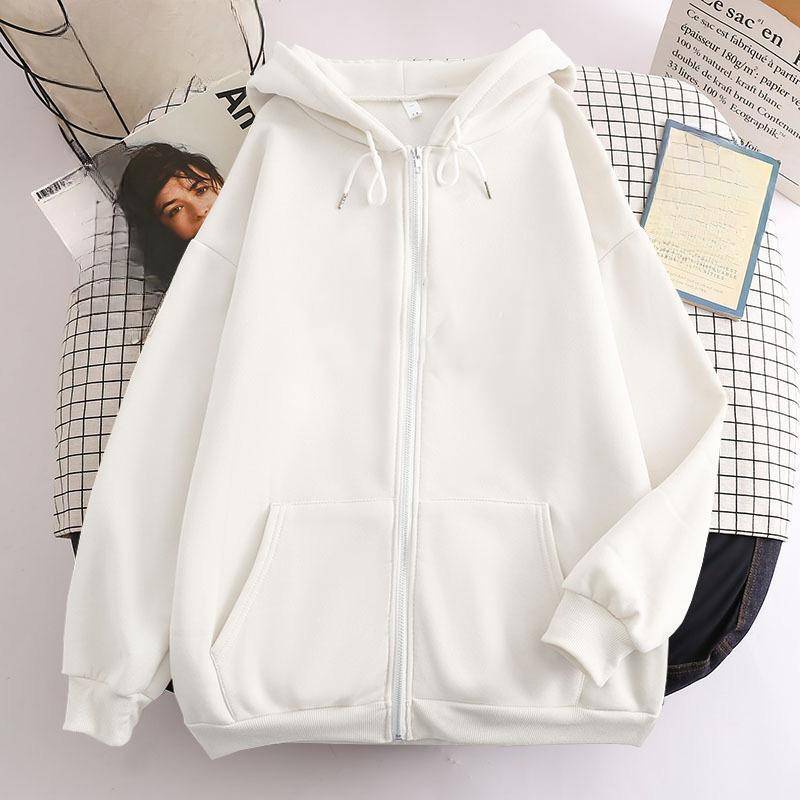 Hoodie Männer Retro Zip Up Langarm Lose Jacke Mäntel Harajuku Casual Gothic Mit Kapuze Sweatshirt Streetwear 4XL weiß von Joom DACH