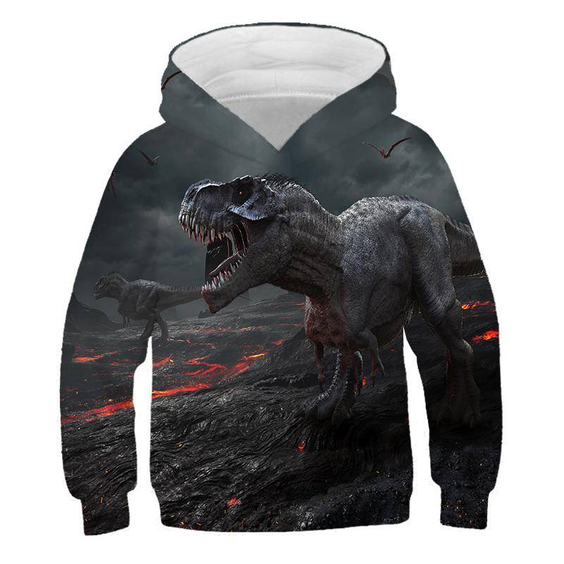 Hoodies Jurassic Park 3D-Druck Tier Dinosaurier Sweatshirts Jungen Mädchen Kinder Kapuzenpullover Mode Kinder Trainingsanzug Kleidung 150 von Joom DACH