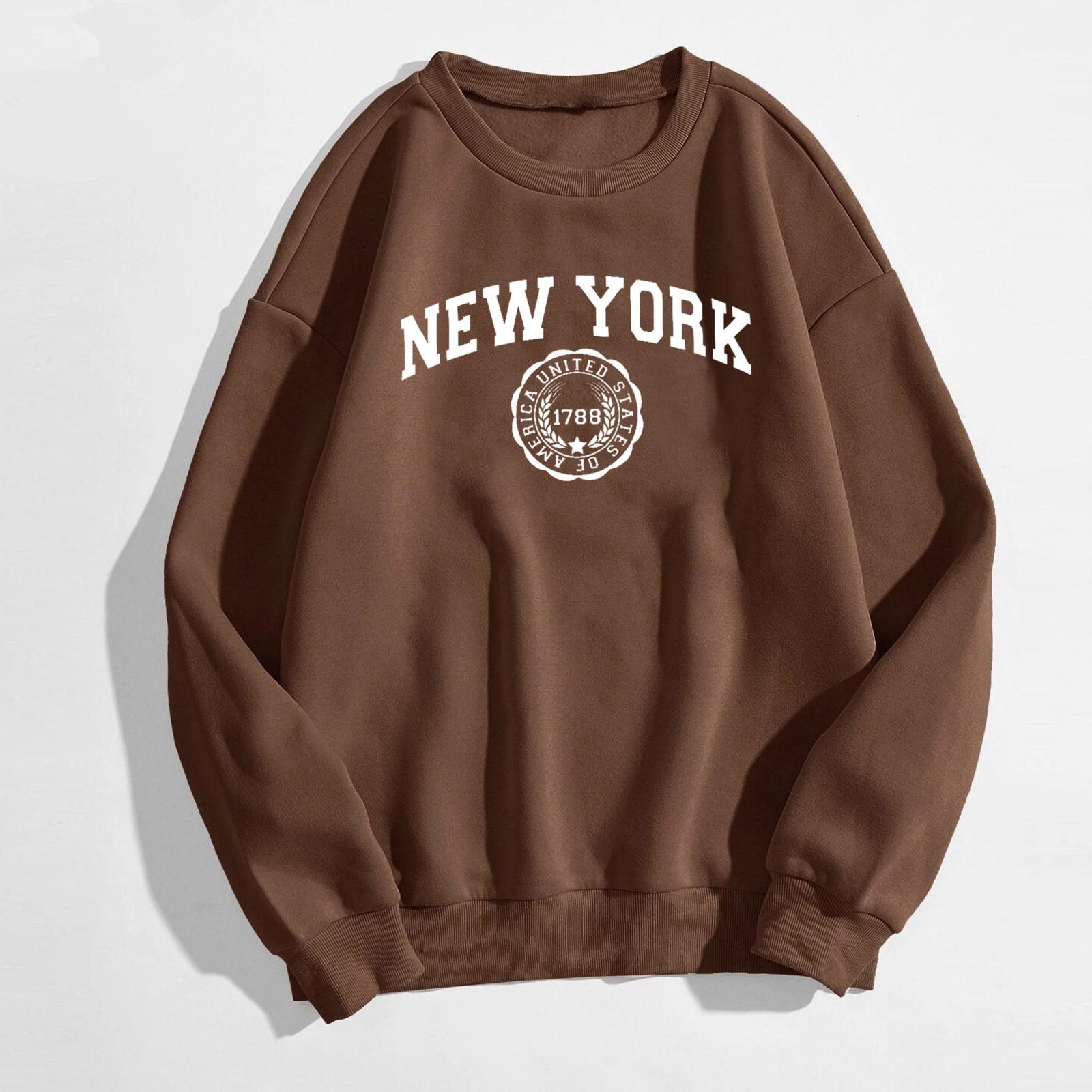 Hoodies Sweatshirts Frau Damen New York Letter Print O Neck Langarm Kapuzenpullover Hoody Casual Jumper Tops Pullover 4XL braun Hoodies Sweatshirts Frau Damen New York Letter Print O Neck Langarm Kapuzenpullover Hoody Casual Jumper Tops Pullover 4XL braun von Joom DACH