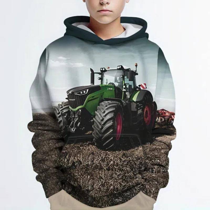Hoodies Truck Traktoren 3D Print Streetwear Junge Mädchen Mode Sweatshirts Übergroße Hoodie Kinder Pullover Auto Traktor Trainingsanzüge 120 von Joom DACH