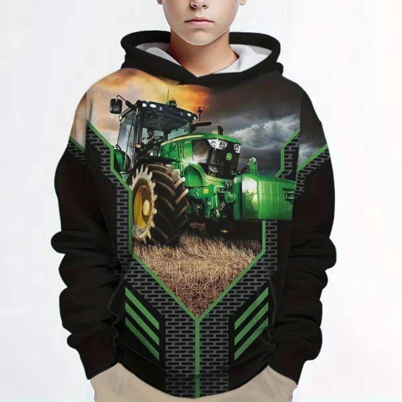 Hoodies Truck Traktoren 3D Print Streetwear Junge Mädchen Mode Sweatshirts Übergroße Hoodie Kinder Pullover Auto Traktor Trainingsanzüge 160 von Joom DACH