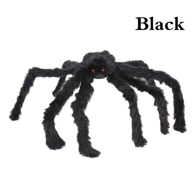 Horror Riesen Schwarze Plüschspinne Halloween Party Dekoration Requisiten Kinder Spielzeug Spukhaus Deko Geschenk 90 cm von Joom DACH