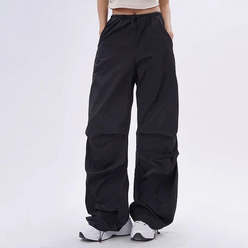 Hose Damen Streetwear Weitbein Baggy Sweatpants Weiblich Vintage Hip Hop Jogger Cargo Hose L schwarz von Joom DACH