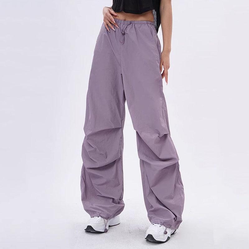 Hose Damen Streetwear Weitbein Baggy Sweatpants Weiblich Vintage Hip Hop Jogger Cargo Hose L violett von Joom DACH