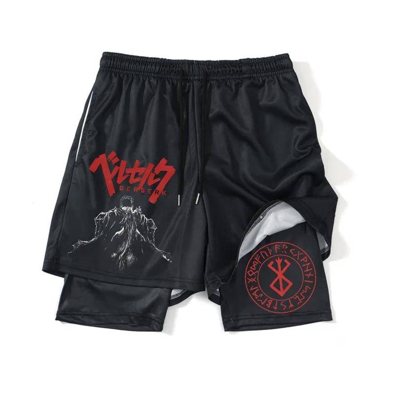 Hosen Gym Man Sommer Anime Herren Fitness Shorts Schnelltrocknend Gefälschte Zweiteiliges Training mit Tasche Jogging Doppelschicht Jogginghose L von Joom DACH