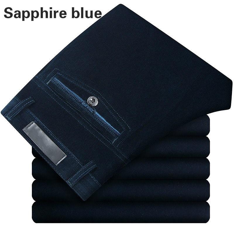 Hosen Herren Cord Cordhose Stretch Gerade Hose Lässig Lose Hohe Taille Vintage Retro 35 saphirblau von Joom DACH