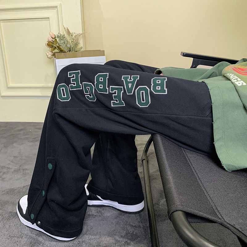 Hosen Herren Herbst und Winter Gerade Bein Mop Hose Vielseitige Lockere Weite Bein Freizeit Sporthose M schwarz von Joom DACH