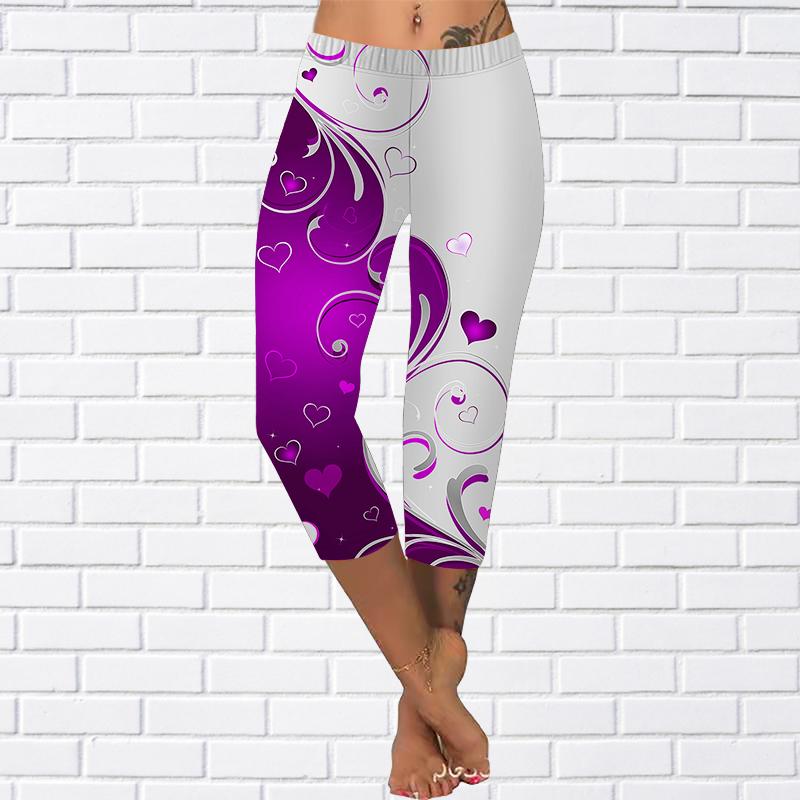 Hosen Sommer Gelbe Schmetterling Kurze Leggings Abgeschnittene Röhrenhose Plus Size Leggins Damen Bunte Wasserwellen Hosen Abgeschnittene Hosen 2XL violett von Joom DACH