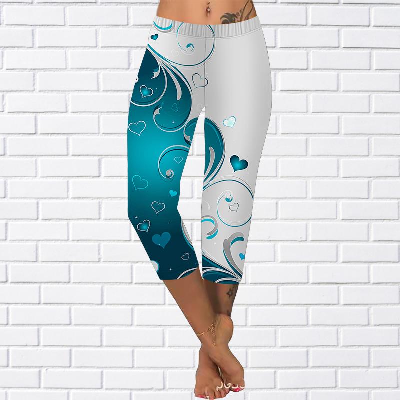 Hosen Sommer Gelbe Schmetterling Kurze Leggings Abgeschnittene Röhrenhose Plus Size Leggins Damen Bunte Wasserwellen Hosen Abgeschnittene Hosen 4XL hellblaue von Joom DACH