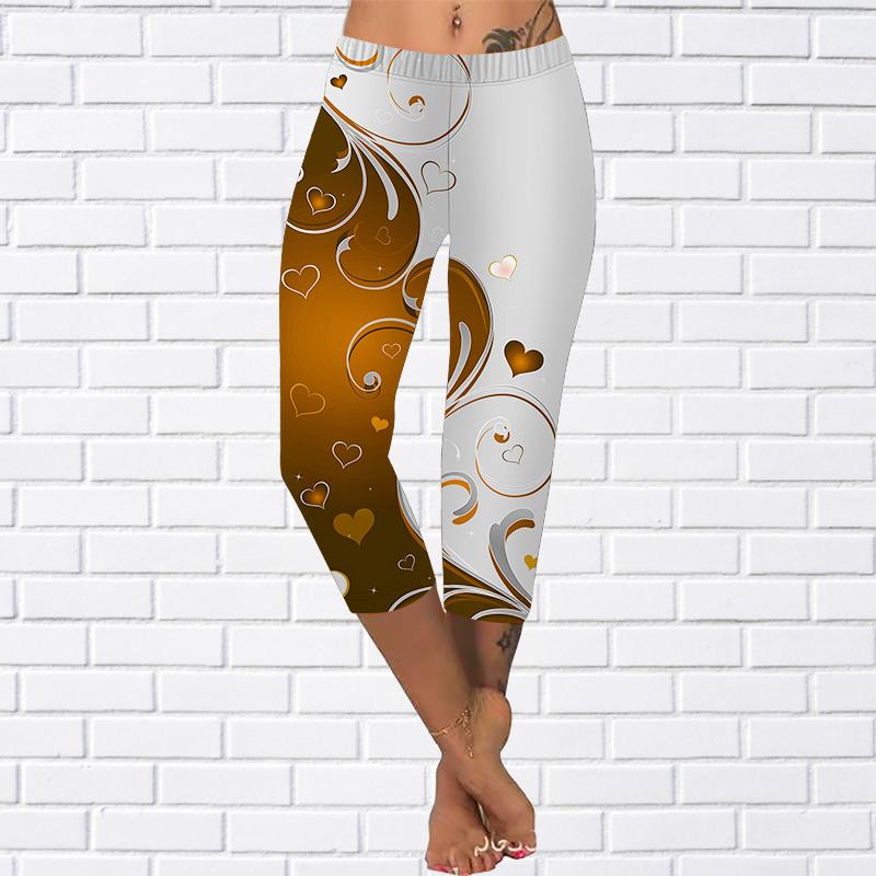 Hosen Sommer Gelbe Schmetterling Kurze Leggings Abgeschnittene Röhrenhose Plus Size Leggins Damen Bunte Wasserwellen Hosen Abgeschnittene Hosen M orange von Joom DACH