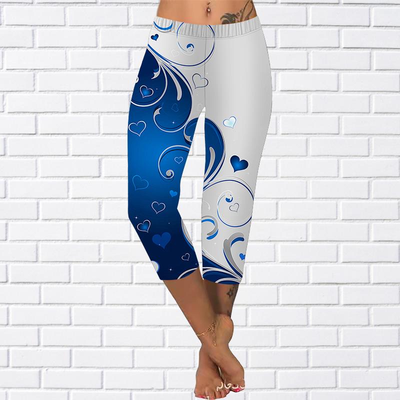 Hosen Sommer Gelbe Schmetterling Kurze Leggings Abgeschnittene Röhrenhose Plus Size Leggins Damen Bunte Wasserwellen Hosen Abgeschnittene Hosen XL blau von Joom DACH