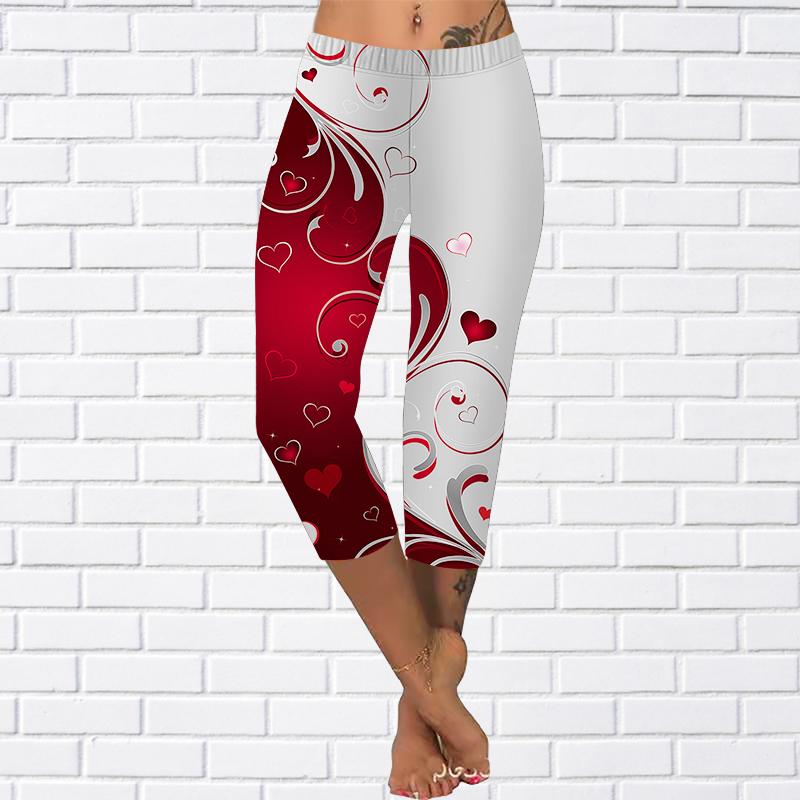 Hosen Sommer Gelbe Schmetterling Kurze Leggings Abgeschnittene Röhrenhose Plus Size Leggins Damen Bunte Wasserwellen Hosen Abgeschnittene Hosen XL rot von Joom DACH
