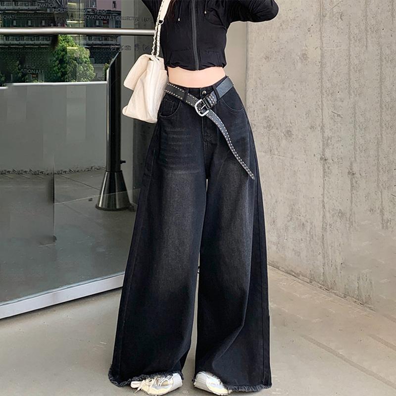 Hot Girl Baggy Jeans Femenina Y2k Street Vintage gewaschen, um alte gebratene gerade Jeanshosen mit weitem Bein für Frauen zu machen XL schwarz von Joom DACH