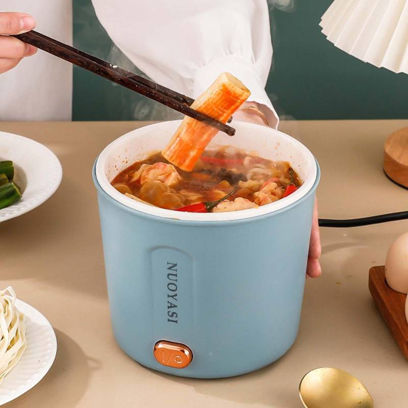 Hot Pot Elektrischer Mini-Ramenkocher 450 W Nudelkocher Multifunktionaler elektrischer Topf zum Kochen von Nudelsuppe Tragbarer Topf mit Überhitzung blau von Joom DACH