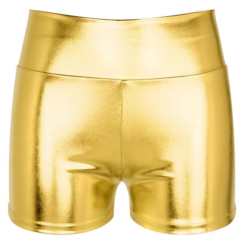 Hot Shorts aus Lackleder für Damen, metallisch glänzendes Finish, hohe Taille, Clubwear für Rave-Partys M gold von Joom DACH