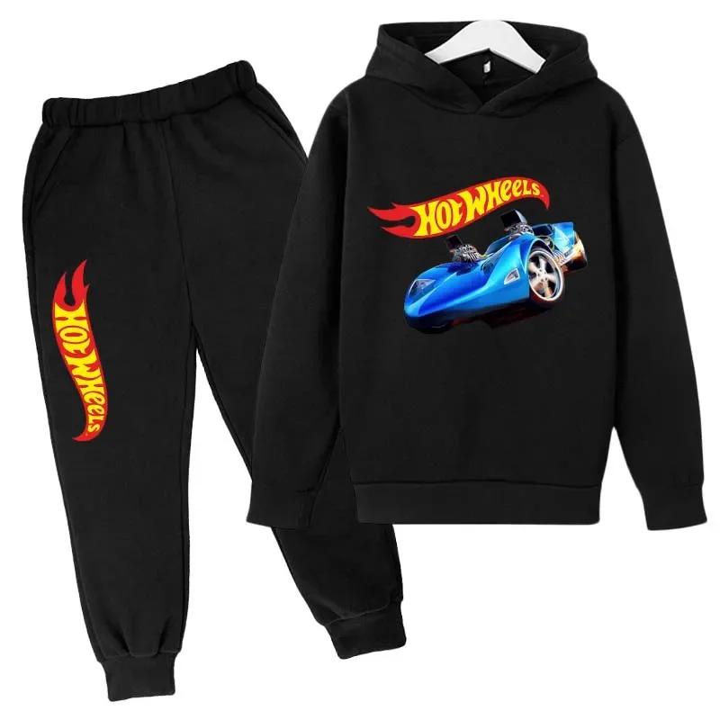 Hot Wheels Kinder Frühling Herbst Freizeit Trainingsanzüge 3-12 Jahre Jungen Mädchen 2-teilig Pullover Hoodie+Hose Anzüge Kinder Bekleidungssets 120 von Joom DACH
