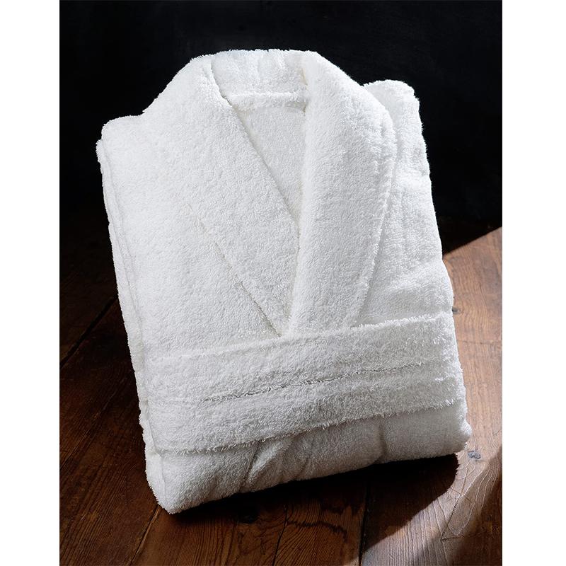 Hotel-Frottee-Bademantel für Damen, einfarbig, lange Ärmel, Umlegekragen, Morgenmantel mit Taschen, Winter, Wasseraufnahme, Kimono für Damen XL weiß von Joom DACH