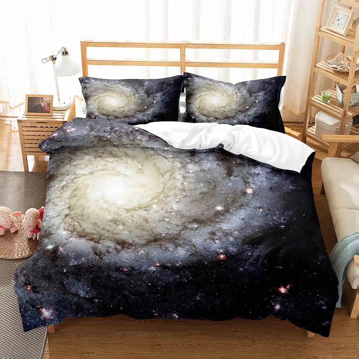 Hubble Bild Königin Bettbezug Weitläufiger Sternenhimmel Bettwäsche-Set Helle Universumslandschaft Steppdeckenbezug Polyester Bettdeckenbezug EU single(135x200cm) von Joom DACH
