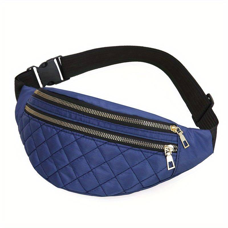 Hüfttasche Damen Herren wasserdichte Tasche Casual Brust Handtasche Unisex Sport Reise Geldbörse Plaid Hüfttasche Bauchtaschen Fall blau von Joom DACH