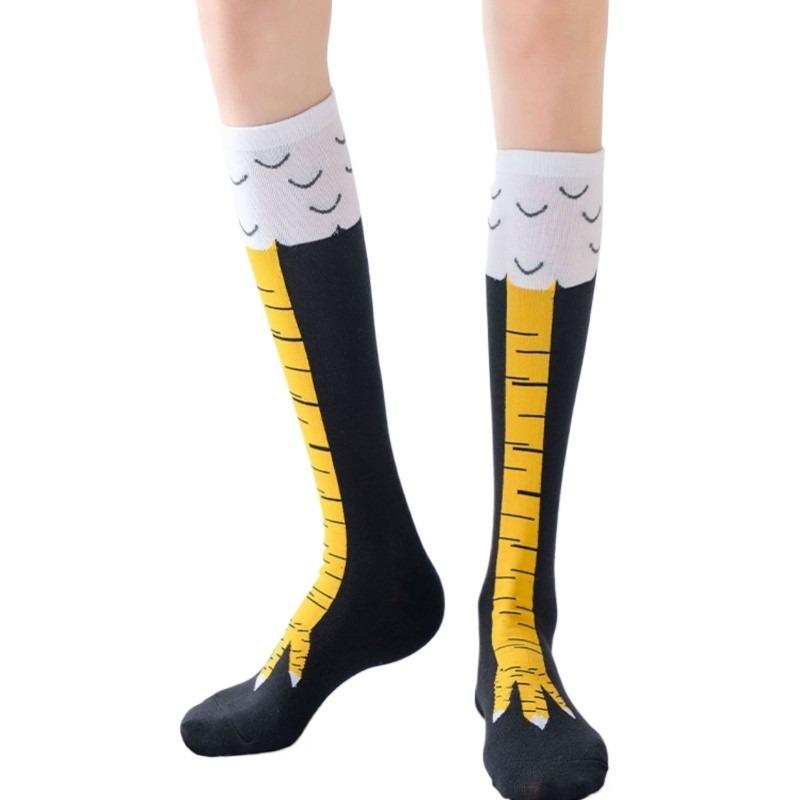 Hühnerfüße Strümpfe Damen Baumwolle Lange Socken Lustige Cartoon Hühnerbein Klaue 3D Druck Über Knie Socken Calf socks schwarz von Joom DACH