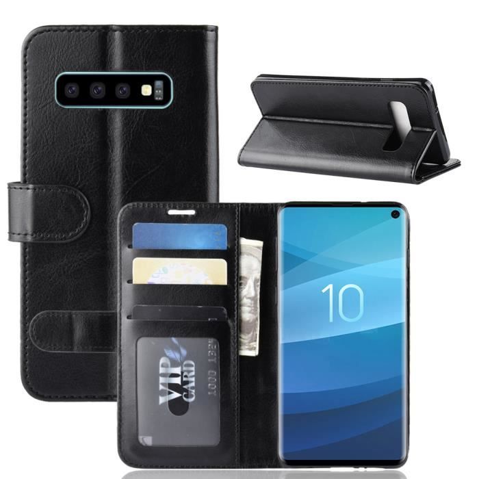 Hülle - Samsung - Galaxy S10 - PU Leder - Schwarz - Flip Wallet Ständer schwarz von Joom DACH