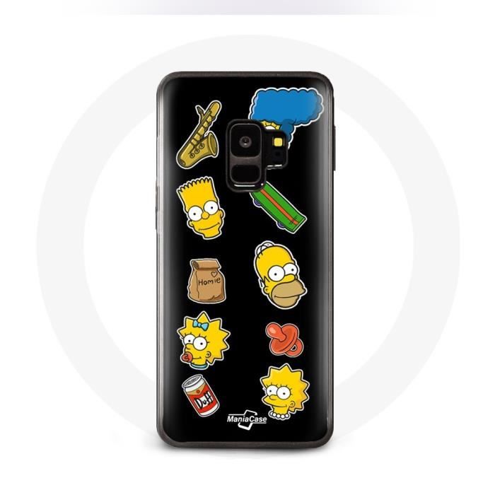 Hülle für Samsung Galaxy S9 plus Die Simpsons Aufkleber schwarzer Hintergrund von Joom DACH