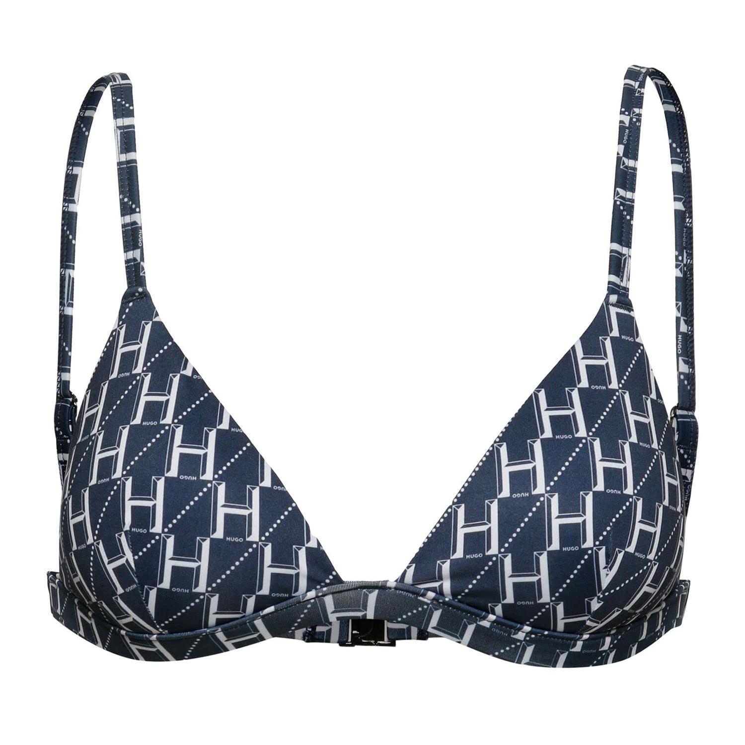 Hugo Damen/Damen Monogramm Dreieckschalen Bikini-Oberteil 14 UK weiß/blau von Joom DACH