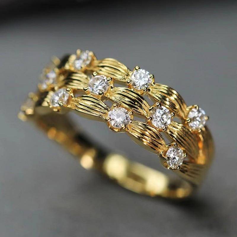 Huitan Damen Eheringe Goldfarbe Funkelnder Zirkonia Neu Designte Verlobungsbänder Accessoires Modeschmuck 10 von Joom DACH