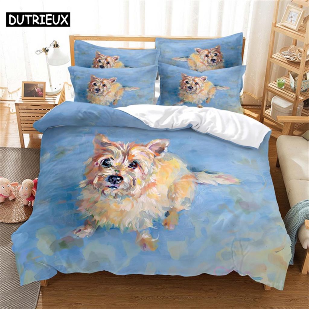 Hunde Bettwäsche Set Bettbezug Set 3D Bettwäsche Digitaldruck Bettwäsche Queen Size Bettwäsche Set Modisches Design Bettbezug Set EU single(135x200cm)&set von Joom DACH
