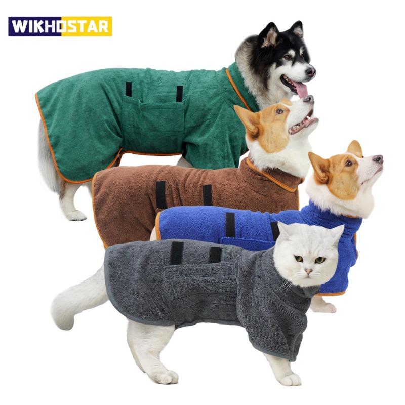 Hundebademantel, saugfähig, für Haustiere, schnelltrocknend, Badetuch, groß, klein, für Hunde und Katzen, sauber, saugfähig, Bademantel, Ganzkörperwickel XS(4-7kg) grau von Joom DACH