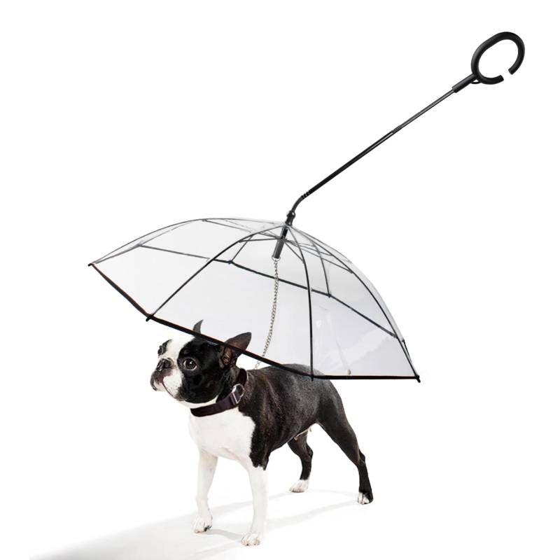 Hunde Regenschirm mit Leinenkette Transparente Abdeckung für Kleine Mittlere Hunde bei Regen Schneewetter transparent von Joom DACH