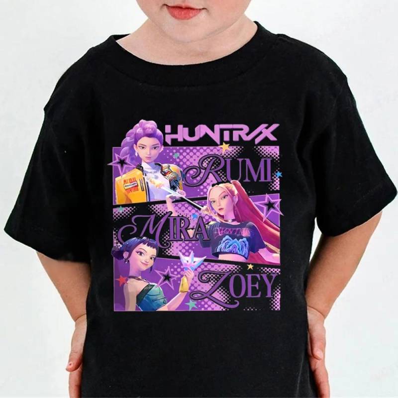 Huntrix Kpop Dämonenjäger Kinder T-Shirt Jungen Mädchen Fans Geschenk Sommermode Kinder Baumwoll-T-Shirt 120 von Joom DACH