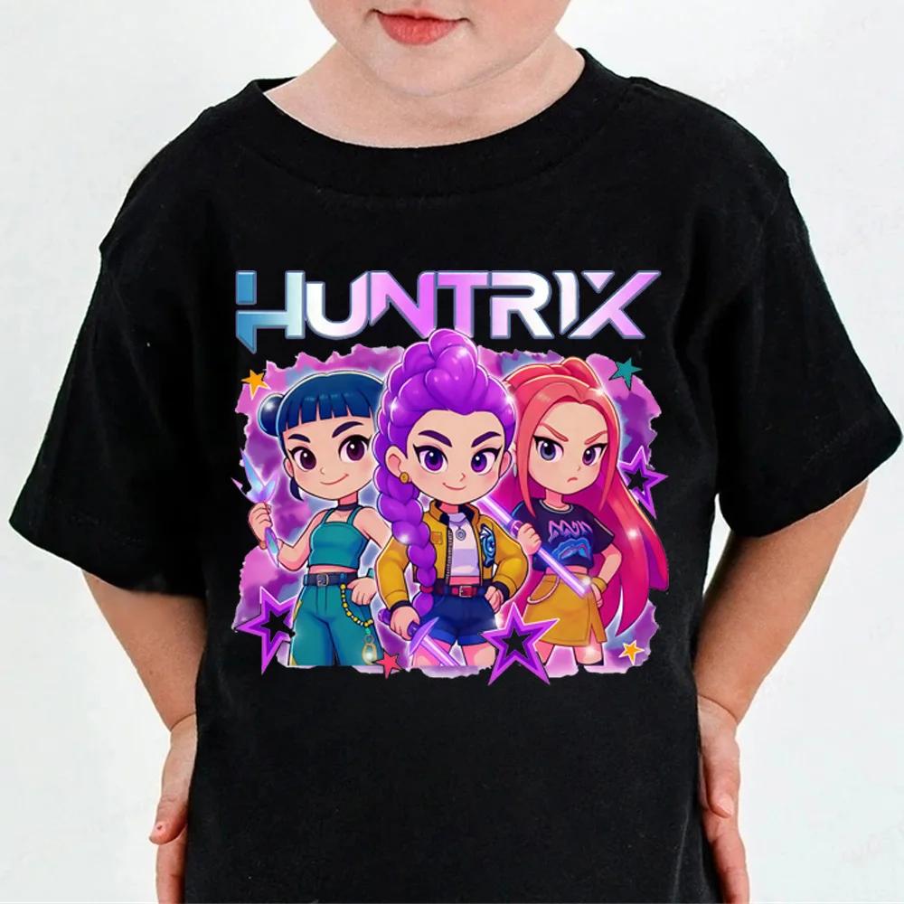 Huntrix Kpop Dämonenjäger Kinder T-Shirt Jungen Mädchen Fans Geschenk Sommermode Kinder Baumwoll-T-Shirt 140 von Joom DACH