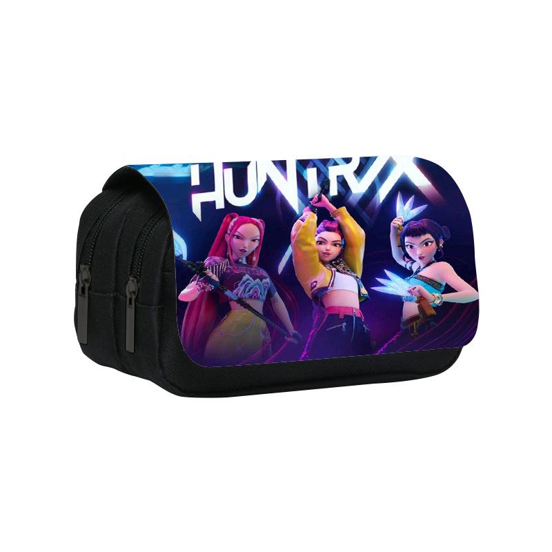 Huntrix Kpop Studenten-Print doppellagiges Federmäppchen Kpop Hexenjagd Girlgroup Kinder Aufbewahrung Schreibwarenbox Stifttasche Double pencil case von Joom DACH