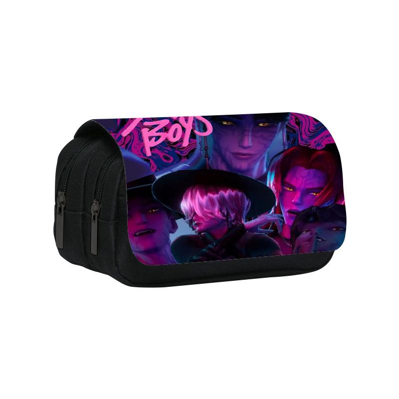 Huntrix Kpop Studenten-Print doppellagiges Federmäppchen Kpop Hexenjagd Girlgroup Kinder Aufbewahrung Schreibwarenbox Stifttasche Double pencil case von Joom DACH