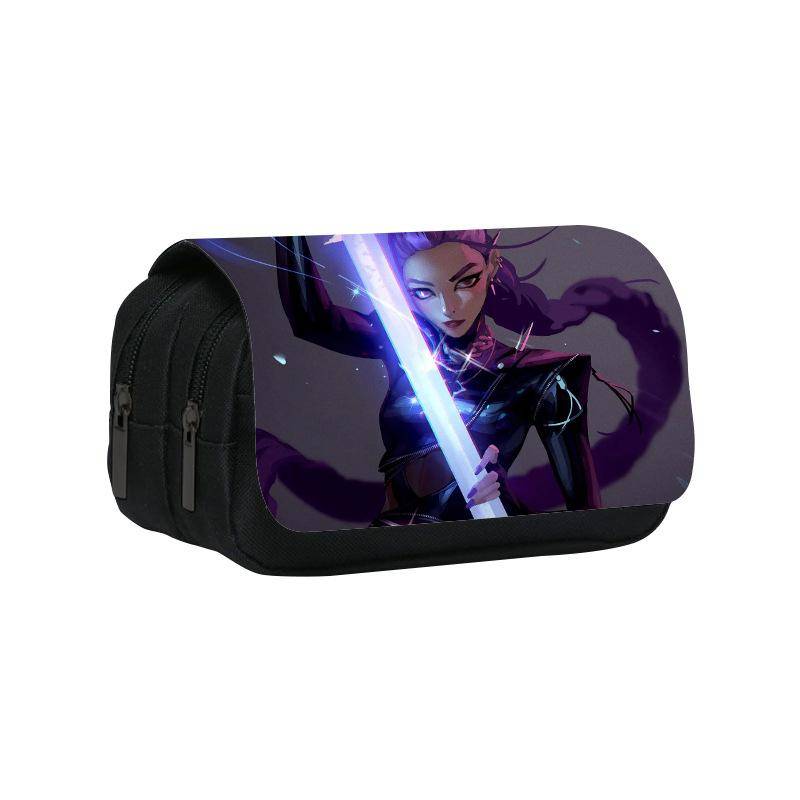 Huntrix Kpop Studenten-Print doppellagiges Federmäppchen Kpop Hexenjagd Girlgroup Kinder Aufbewahrung Schreibwarenbox Stifttasche Double pencil case von Joom DACH