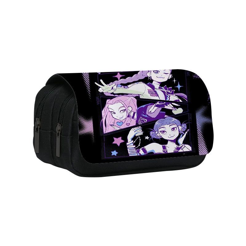 Huntrix Kpop Studenten-Print doppellagiges Federmäppchen Kpop Hexenjagd Girlgroup Kinder Aufbewahrung Schreibwarenbox Stifttasche Double pencil case von Joom DACH