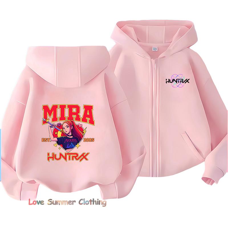Huntrix Mädchen Kapuzenpullover mit Reißverschluss Kpop Dämonenjäger Mädchen Herbst Kapuzenjacke mit Reißverschluss Herbst RUMI MIRA ZOEY DERPY Pullover lässiger Kapuzenpullover 130 von Joom DACH