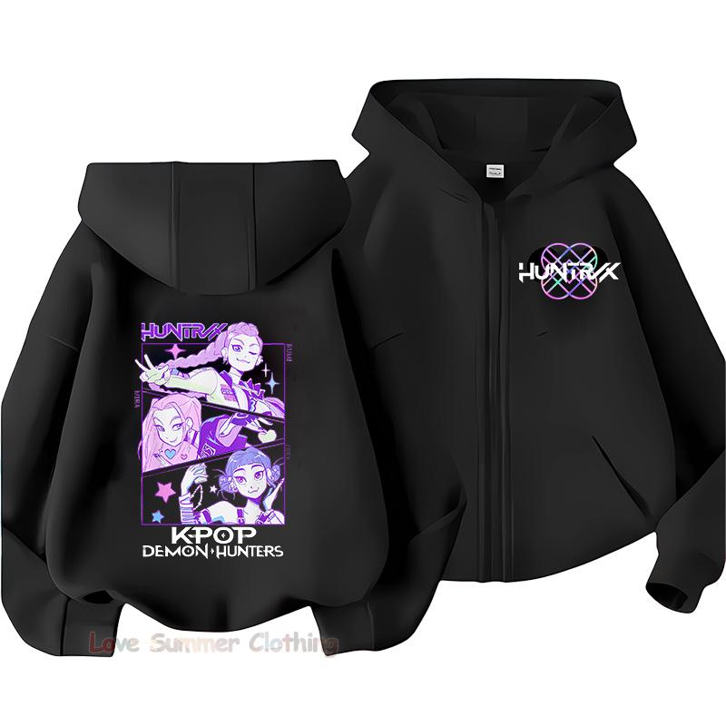 Huntrix Mädchen Kapuzenpullover mit Reißverschluss Kpop Dämonenjäger Mädchen Herbst Kapuzenjacke mit Reißverschluss Herbst RUMI MIRA ZOEY DERPY Pullover lässiger Kapuzenpullover 150 von Joom DACH