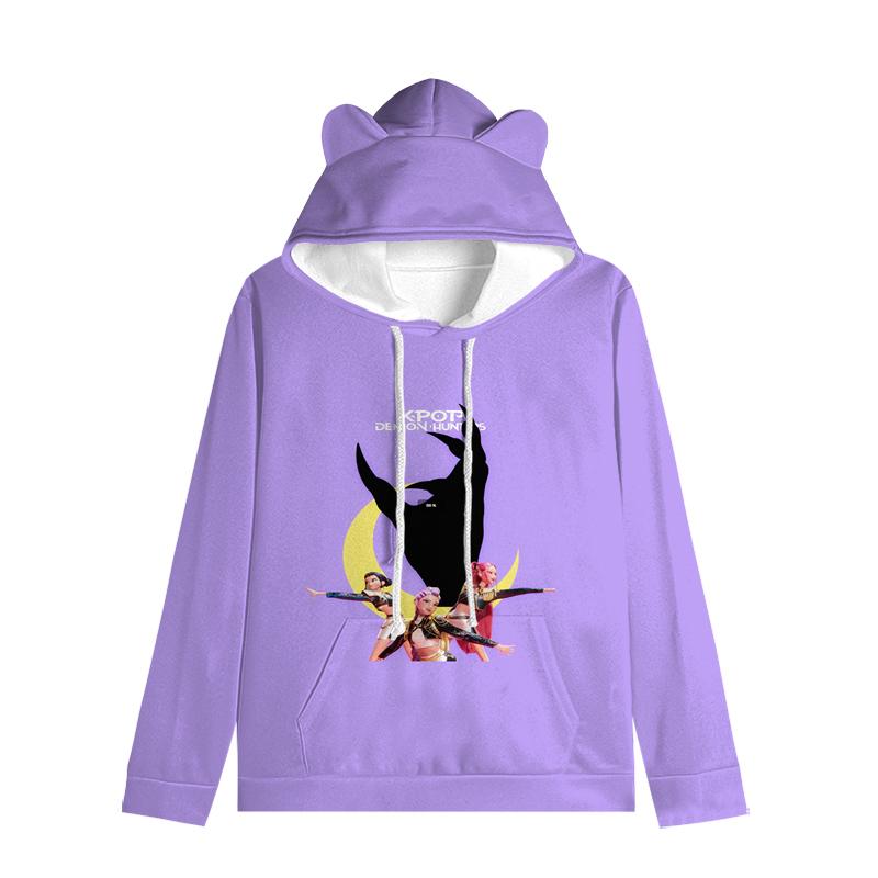 Huntrix Mädchen Katze Ohren Kapuzenpullover Cartoon KPop Dämonenjäger Kordelzug Dick Pullover Zoey Rumi Mira Mittellang Warmer Hoodie 130 grün von Joom DACH