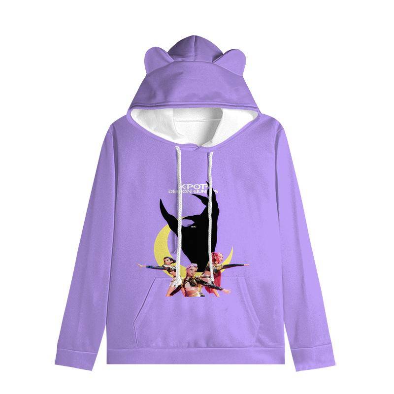 Huntrix Mädchen Katze Ohren Kapuzenpullover Cartoon KPop Dämonenjäger Kordelzug Dick Pullover Zoey Rumi Mira Mittellang Warmer Hoodie 130 grün von Joom DACH
