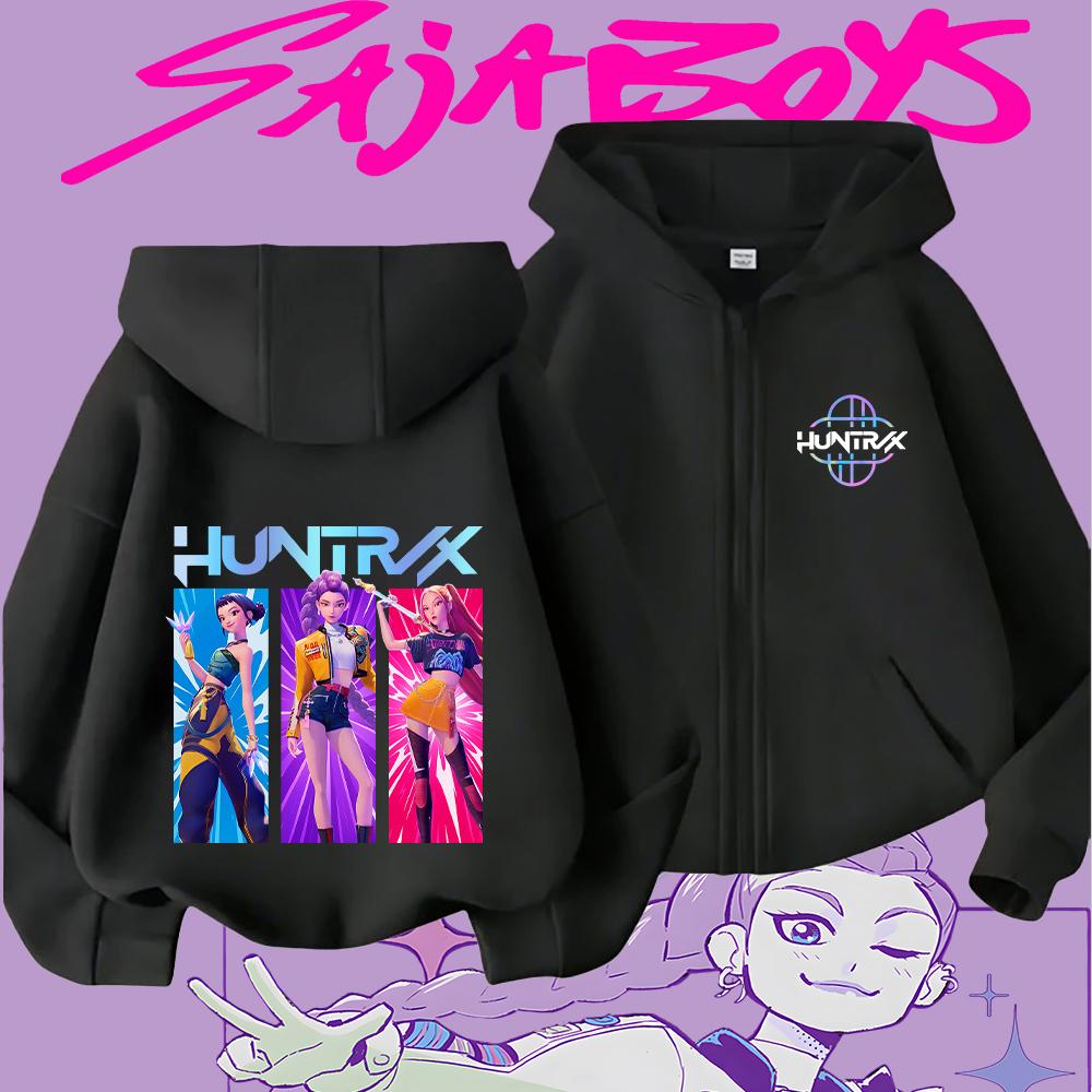Huntrix Mädchen Zoey Rumi Mira Cartoon-Print Kinder-Reißverschluss-Hoodie Lässiges Langarm-Sweatshirt für Kinder 120 von Joom DACH