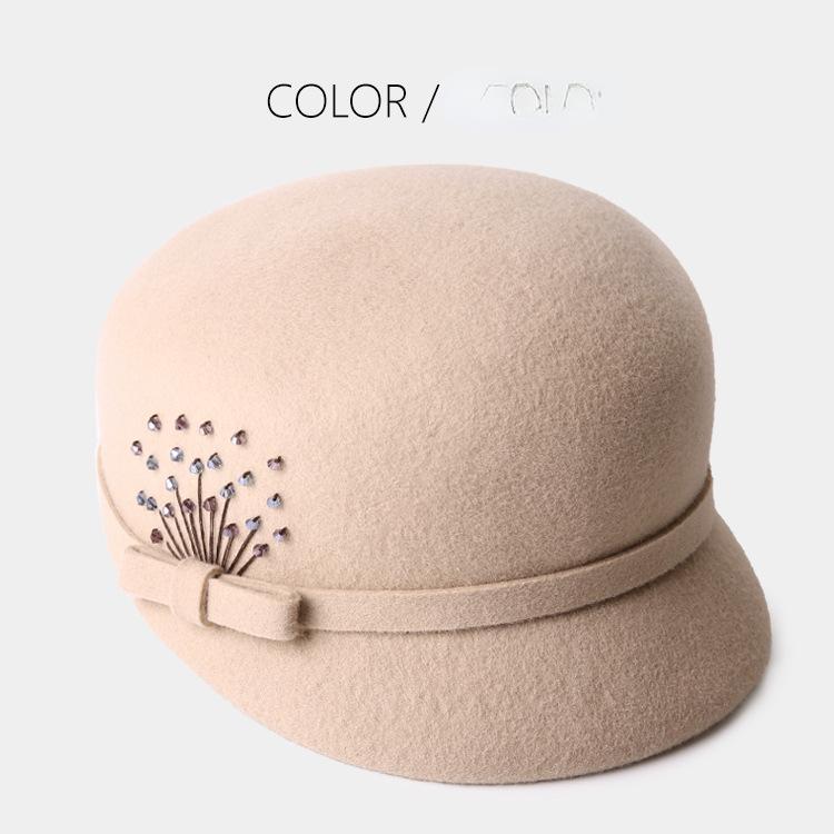 Hut Damen Herbst/Winter Wolle Entenzungenhut Britische Freizeit Wollfilzhut Mode Belle Hüte One Size helle khaki von Joom DACH