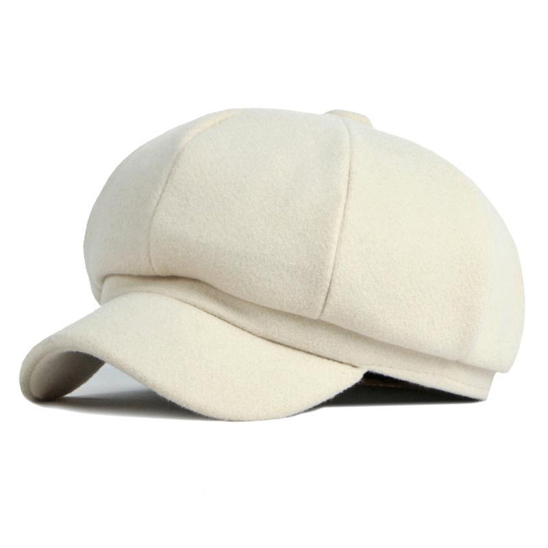 Hut Damen Herbst Winter Lichtplatte Woll achteckige Mütze Entenzunge Baskenmütze Frauen Zeitungsjunge Mütze von Joom DACH