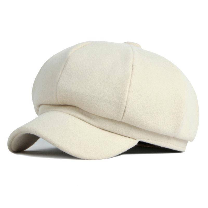 Hut Damen Herbst Winter Lichtplatte Woll achteckige Mütze Entenzunge Baskenmütze Frauen Zeitungsjunge Mütze von Joom DACH