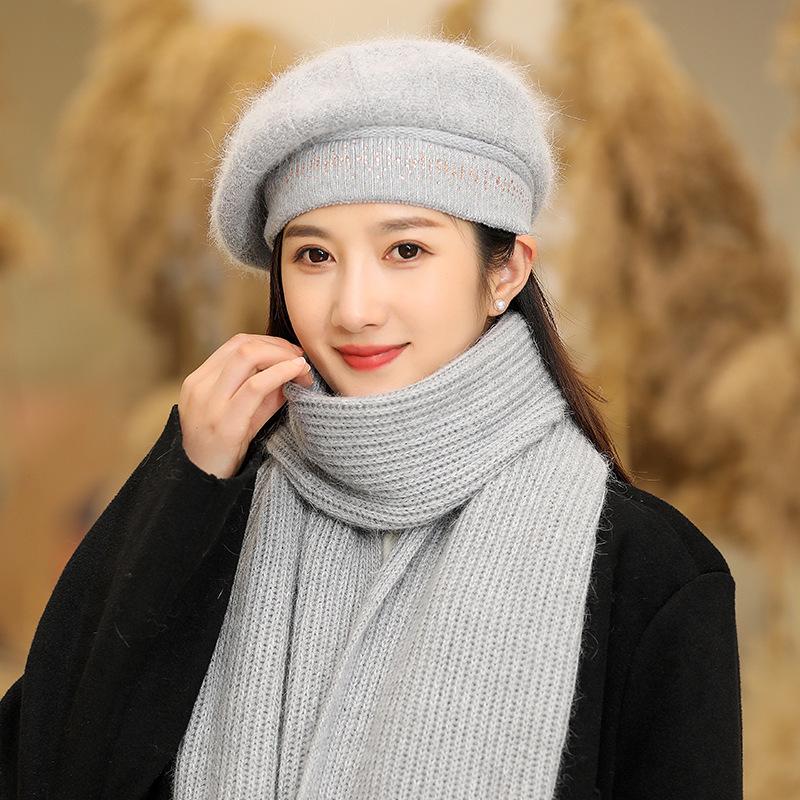 Hut Damen Herbst und Winter Warm Vielseitig Wollmütze Fleece Strickmütze Tide Radfahren Ohrenschützer Baskenmütze only hat graue von Joom DACH