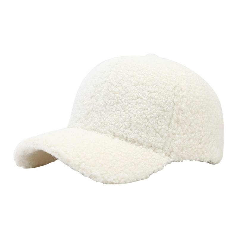 Hut Damen Herbst und Winter einfarbig Lammwolle Baseballmütze warme Mütze Retro gebogene Sonnenhut One Size beige von Joom DACH